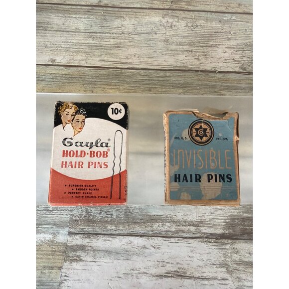 Accessories - Vintage Hair Pin Lot - Gayla Hold-Bob & WWII Invisible Pins Lot of 2